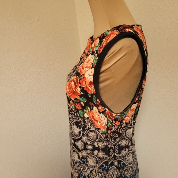 Boston Proper floral and paisley print sleeveless sheath dress. - Picture 5 of 6